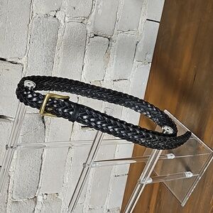 Vintage Braided Black Leather Unisex Belt